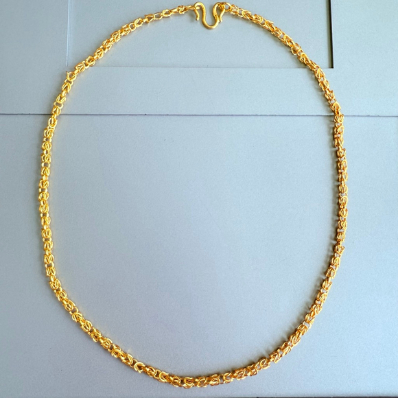 Estate Pure 9999 24k Solid Yellow Gold 4mm Byzantine Chain Link Necklace 20.5” - Picture 6 of 7